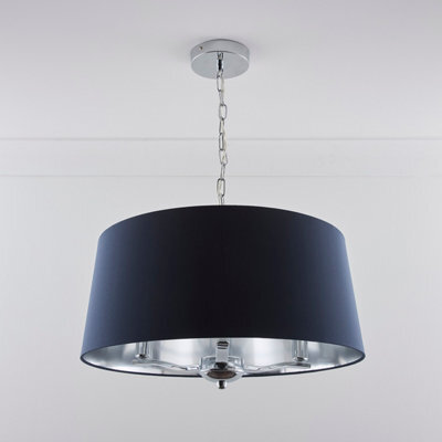 K Living Giovanna 3 Light Chrome Chandelier And Navy Shade - image 1