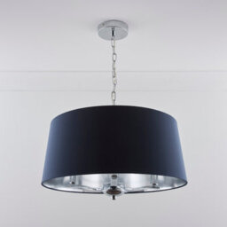 K Living Giovanna 3 Light Chrome Chandelier And Navy Shade - thumbnail 1