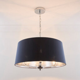 K Living Giovanna 3 Light Chrome Chandelier And Navy Shade - thumbnail 2