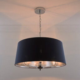 K Living Giovanna 3 Light Chrome Chandelier And Navy Shade - thumbnail 3