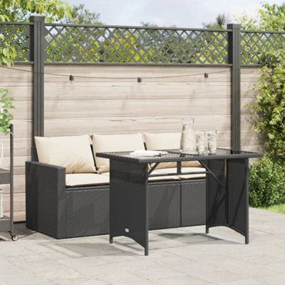 Berkfield 2 Piece Garden Dining Set With Cushions Black Poly Rattan - image 1