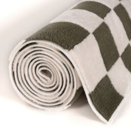 The Rugs Loft Olive And Ivory Checkerboard Living Room Area Rug And Runners Soft Pile - thumbnail 8