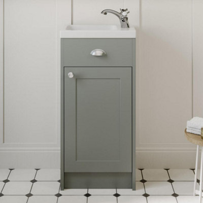 Affine 400mm Bathroom Vanity Unit Basin Sink Storage Cabinet Furniture Grey Traditional - image 1
