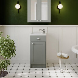 Affine 400mm Bathroom Vanity Unit Basin Sink Storage Cabinet Furniture Grey Traditional - thumbnail 2