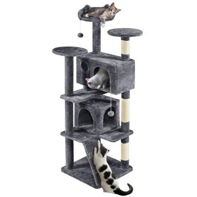 Dark Grey Large Cat Tree 178Cm Cat Tower Cat Condo W/scratching Posts And Platform Perches - image 1