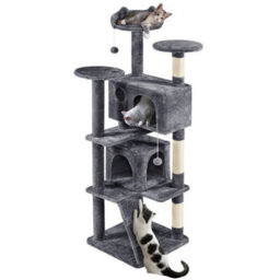 Dark Grey Large Cat Tree 178Cm Cat Tower Cat Condo W/scratching Posts And Platform Perches - thumbnail 1