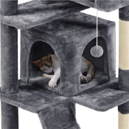 Dark Grey Large Cat Tree 178Cm Cat Tower Cat Condo W/scratching Posts And Platform Perches - thumbnail 4