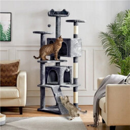Dark Grey Large Cat Tree 178Cm Cat Tower Cat Condo W/scratching Posts And Platform Perches - thumbnail 5