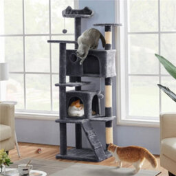 Dark Grey Large Cat Tree 178Cm Cat Tower Cat Condo W/scratching Posts And Platform Perches - thumbnail 6