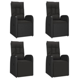 Walplus 5 Piece Garden Outdoor Dining Set Suitable For Backyard, Patio Black Poly Rattan&solid Wood Acacia - thumbnail 4