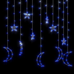 Berkfield Star And Moon Fairy Lights Remote Control 138 Led Blue - thumbnail 4