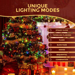 Festive Fix 10M Christmas Tree Lights 100 Led Multi Coloured Waterproof Indoor Outdoor Xmas String Lights With Timer 8 Modes - thumbnail 4