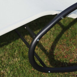 Outsunny Hammock Chair Sun Bed Rock Seat W/ Metal Texteline W/ Pillow Cream - thumbnail 9