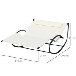 Outsunny Hammock Chair Sun Bed Rock Seat W/ Metal Texteline W/ Pillow Cream - thumbnail 3