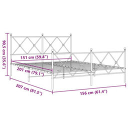 Berkfield Metal Bed Frame Without Mattress With Footboard White 150X200Cm - thumbnail 8