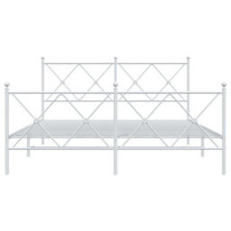 Berkfield Metal Bed Frame Without Mattress With Footboard White 150X200Cm - thumbnail 4