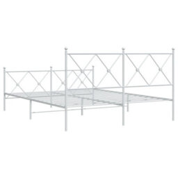 Berkfield Metal Bed Frame Without Mattress With Footboard White 150X200Cm - thumbnail 6