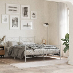 Berkfield Metal Bed Frame Without Mattress With Footboard White 150X200Cm