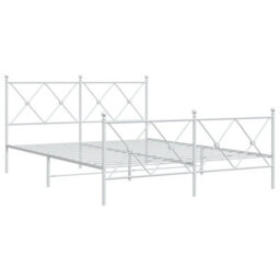 Berkfield Metal Bed Frame Without Mattress With Footboard White 150X200Cm - thumbnail 3