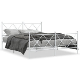 Berkfield Metal Bed Frame Without Mattress With Footboard White 150X200Cm - thumbnail 2