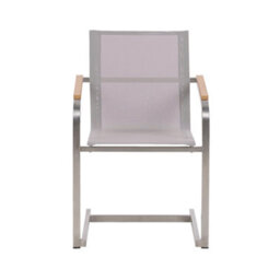 Beliani Beige 4-Pack Cantilever Garden Chairs With Stainless Steel Frame And Plywood Armrests - thumbnail 2