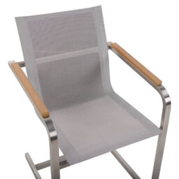 Beliani Beige 4-Pack Cantilever Garden Chairs With Stainless Steel Frame And Plywood Armrests - thumbnail 6