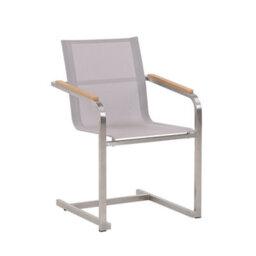 Beliani Beige 4-Pack Cantilever Garden Chairs With Stainless Steel Frame And Plywood Armrests - thumbnail 4