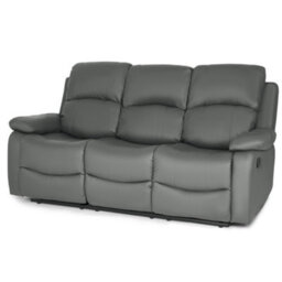 Bravich Manual Recliner Sofa Faux Leather Suite Charcoal Grey - 2 & 3 Seater - thumbnail 6