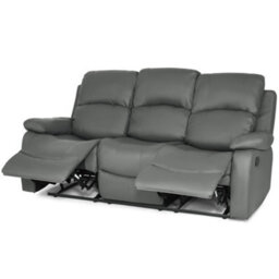 Bravich Manual Recliner Sofa Faux Leather Suite Charcoal Grey - 2 & 3 Seater - thumbnail 5