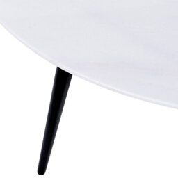 Beliani 79Cm Round White Marble-Effect Coffee Table With Black Hairpin Base, Modern Gloss Finish - thumbnail 3