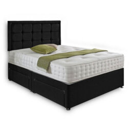 Dining Tables Dallas Matching Headboard Divan Set, 2 Drawer On Same Side With Sprung 1500 Comfort Mattress - Damask Fabric Black - King - thumbnail 4