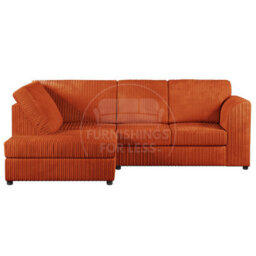 Furnishings For Less UK Luxor Orange Jumbo Cord 4 Seater Corner Sofa Left Hand Facing - Full Back