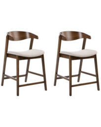 Wyld And Coco Heritage Home Retro Bar Chairs Set Of 2 Brown Beige Polyester, Rubberwood Frame, 87Cm High - thumbnail 3