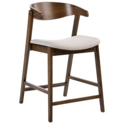 Wyld And Coco Heritage Home Retro Bar Chairs Set Of 2 Brown Beige Polyester, Rubberwood Frame, 87Cm High - thumbnail 4
