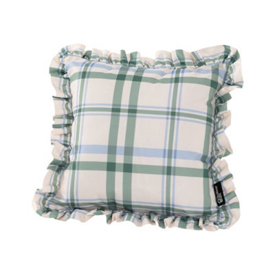 Hayward 50 X 50Cm Outdoor Cushion, Green Tartan Frill Edge Design, Shower-Resistant Square Cushion For Garden & Patio - image 1