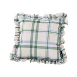 Hayward 50 X 50Cm Outdoor Cushion, Green Tartan Frill Edge Design, Shower-Resistant Square Cushion For Garden & Patio - thumbnail 1