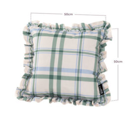 Hayward 50 X 50Cm Outdoor Cushion, Green Tartan Frill Edge Design, Shower-Resistant Square Cushion For Garden & Patio - thumbnail 3