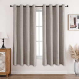 Moonlight Bedding Linen Texture 100%blackout Eyelet Curtain Pair Thermal Insulated For Summer Window Curtains (Beige,46''x54'')