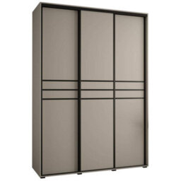 Arte Dakota X Sliding Door Wardrobe In Cashmere & Black - Premium Laminated Board - Pvc-Finished Edges - W180Cm X H235Cm X D60Cm