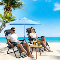 Alivio Set Of 2 Heavy-Duty Zero Gravity Chairs Sunloungers, Garden Outdoor Patio Sun Loungers Folding Reclining Chairs (Dark Grey) - thumbnail 9