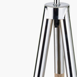 Pacific Lifestyle Silver Metal And Wood Grain Tripod Floor Lamp - thumbnail 4