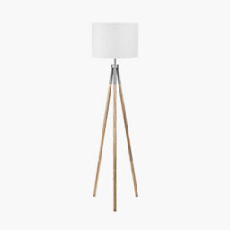 Pacific Lifestyle Silver Metal And Wood Grain Tripod Floor Lamp - thumbnail 2
