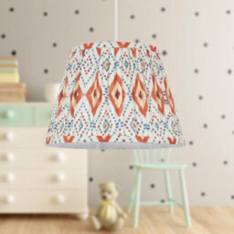 First Choice Lighting Ikat - Orange Abstract 30Cm Easy Fit Pendant Shade Or Table Lampshade - thumbnail 2