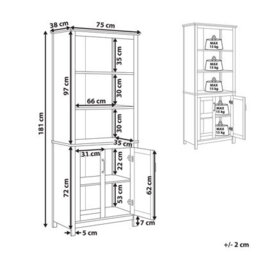 Beliani Glass Display Cabinet Lusby 75 Cm White - thumbnail 3