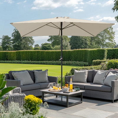 Rinse Bathrooms Outdoor Patio Garden Parasol 3X2M Sun Shade Umbrella Canopy W/crank Tilt Uv Protection Cream - image 1