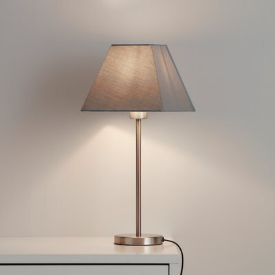 GoodHome Qarnay Light Grey Fabric Dyed Pyramid Light Shade (D)20Cm - image 1