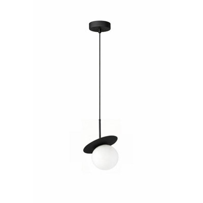 Luminosa Lighting Luminosa Aura Globe Pendant Ceiling Light Black White Glass Shade 1X E27 - image 1