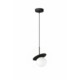 Luminosa Lighting Luminosa Aura Globe Pendant Ceiling Light Black White Glass Shade 1X E27 - thumbnail 1