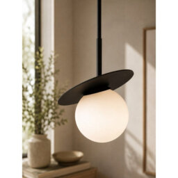 Luminosa Lighting Luminosa Aura Globe Pendant Ceiling Light Black White Glass Shade 1X E27 - thumbnail 3