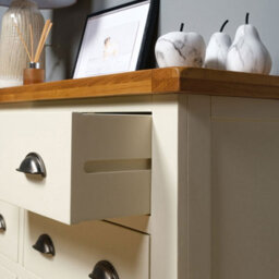 Elm Home And Garden Wide 6 Drawer Painted Cream/off White Chest Of Oak Drawers 78Cm High X 128Cm Wide X 40Cm Deep - thumbnail 6